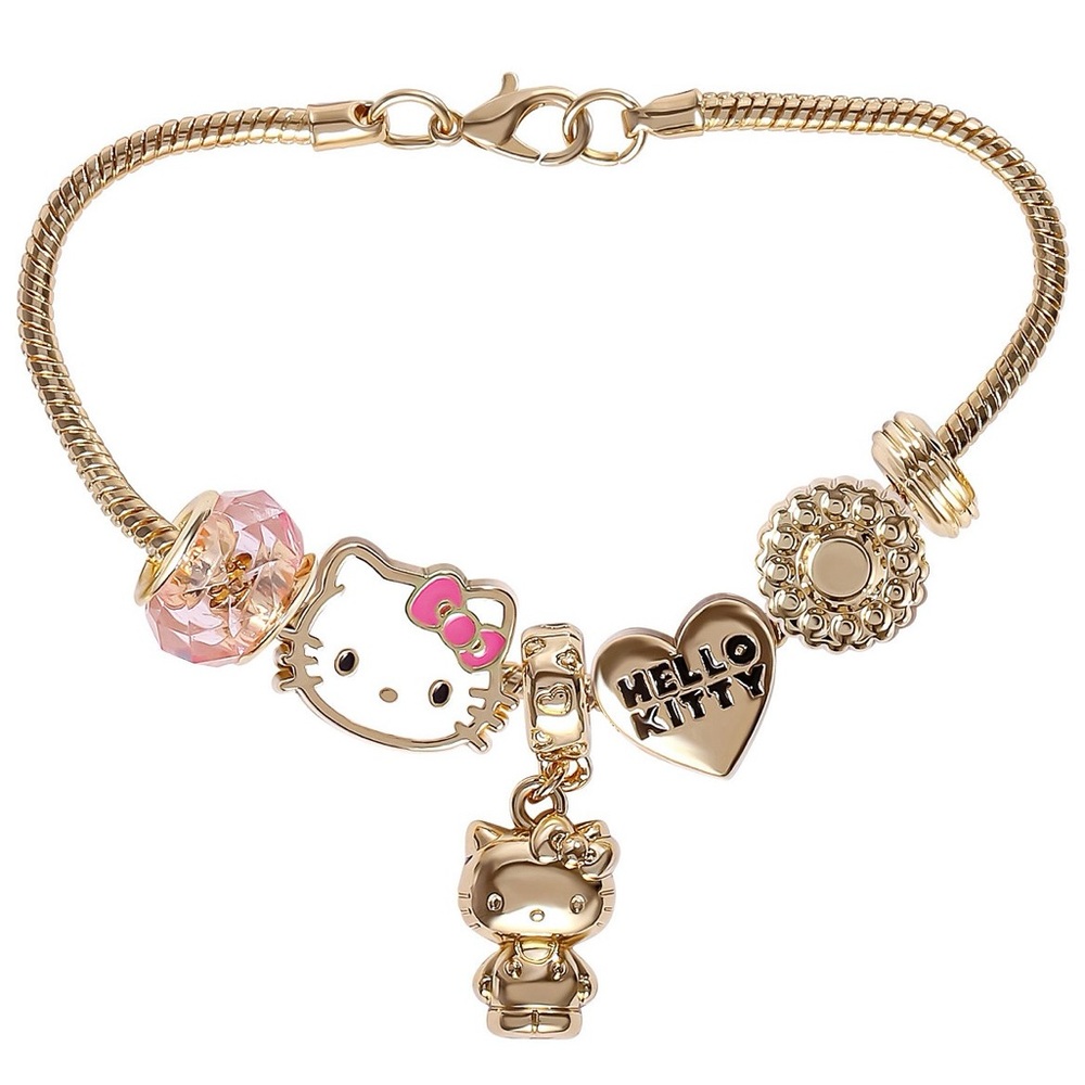 Hello Kitty 7” bracelet in gold tone New!